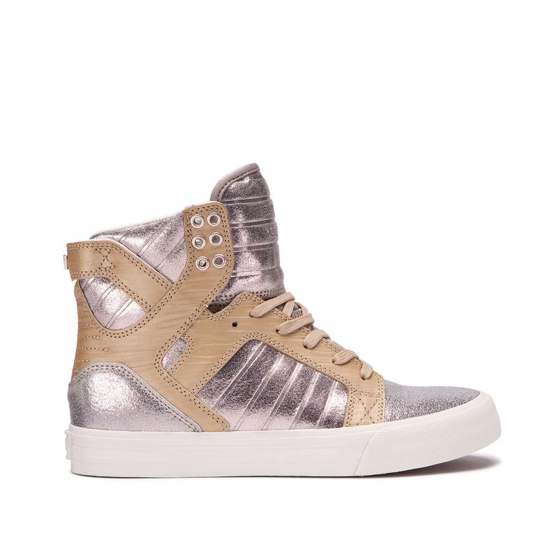 Buty Supra SKYTOP - Sneakersy Wysokie Damskie - Srebrne/ Brązowe (AERX-34791)